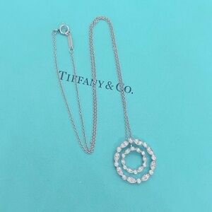 Tiffany & Co Double Circle Jazz Swing Diamond Necklace Platinum .60 TCW